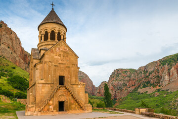 Beautiful Noravank Monastery surrounded by picturesque red mountains, a landmark of Armenia