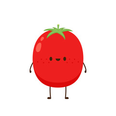 Tomato cartoon. Tomato character design. Tomato on white background.