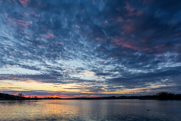 Sunset in the city of Sebezh, Pskov Oblast, Russia