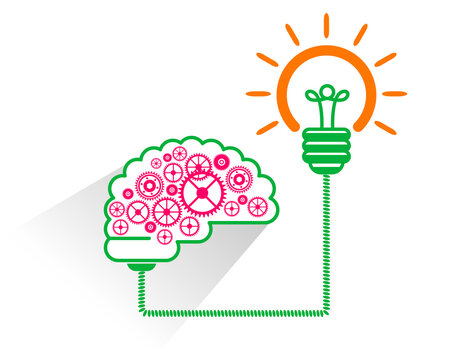 Brainstorming effective brain work idea. Electric Lamp, Human Brain, Creative, Idea, Vector