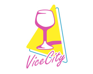 Wine glass retro logo vector