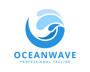 Circle ocean wave logo type vector