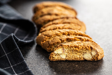 Sweet italian cantuccini cookies. Almonds biscuits.