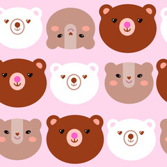 Seamless pattern of cute cartoon bears