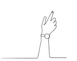Continuous line drawing of a finger pointing tosomething. arm pointing line vector illustration.