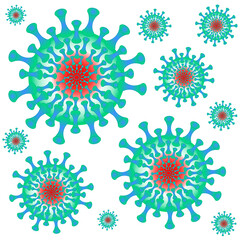 Vector illustration - coronavirus molecule under magnification, square.