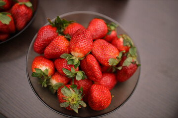 Ripe strawberries closeup. Strawberry.