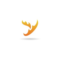 initial y with fire logo design vector, icon, symbol, element, template