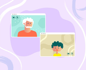 Video call conference, working from home,  business discussion.