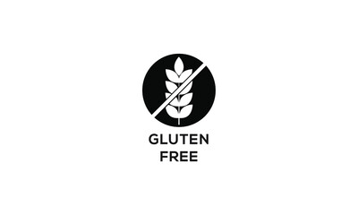 Gluten Free Label icon symbol of no wheat or gluten in this food package celiac allergy or dietetic product nutrition stamp 