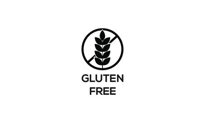 Gluten Free Label icon symbol of no wheat or gluten in this food package celiac allergy or dietetic product nutrition stamp 