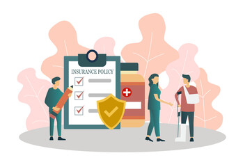 An injured man wearing cast and bandage with insurance coverage talking with doctor.