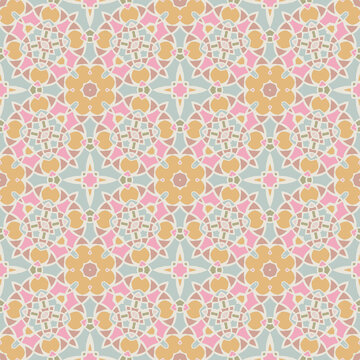 Creative color abstract geometric pattern in gray, pink and orange, vector seamless, can be used for printing onto fabric, interior, design, textile