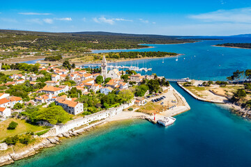 Historic Town of Osor with bridge connecting islands Cres and Losinj, Croatia