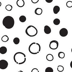 Circles seamless pattern. Random doodle dots texture background. Hand drawn design.