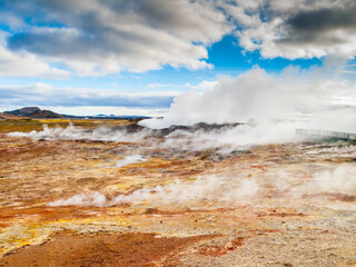 Colorful geothermal area near Keflavik in Iceland