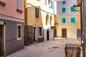 Fototapeta premium CRES, CROATIA The city of Cres on the Cres island, Croatia. It's beautiful bay on sunny summer day.