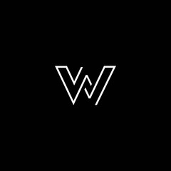 The initials W logo is simple and modern - obrazy, fototapety, plakaty