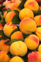 Fresh peach fruits at market