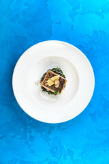 healthy meat for a dinner on a blue background