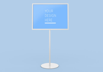 Isometric Freestanding Horizontal Advertising Stand Board Mockup with Editable Background
