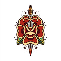 Fototapeta premium rose and dagger tattoo vector