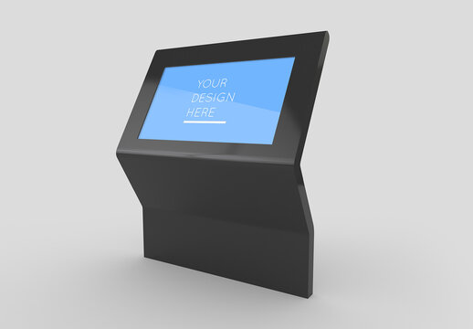Interactive Shopping Mall Kiosk Screen Mockup with Editable Background