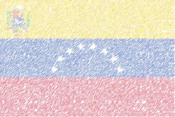PEN HAND DRAWING STYLE NATIONAL FLAG : VENEZUELA