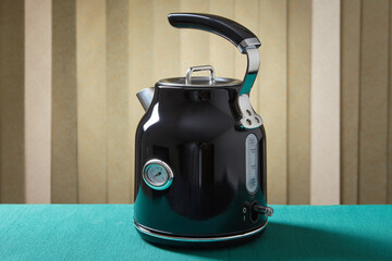 Stylish elegant black metal electric kettle.