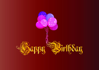 Happy Birthday Calligraphy Graphic Design Hand drawn Posters text phrase, Greeting Cards Vintage art lettering word Calligraphic quote Vector Illustration.