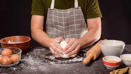 A man is baking homemade bakery