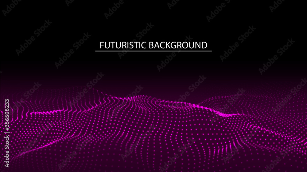 Poster abstract futuristic background of glow particles. color music sound wave. vector technology dynamic 