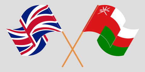 Crossed flags of Oman and the UK