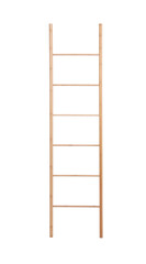 Modern wooden ladder isolated on white. Construction tool