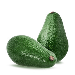 Green avocados isolated on white background with clipping path