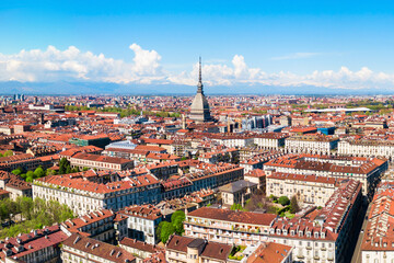 Naklejka na ściany i meble Turin aerial panoramic view, Italy