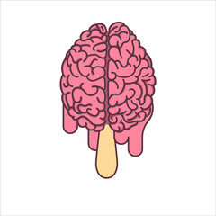 Brain ice cream. Psychology concept. T-shirt graphic or logo design.