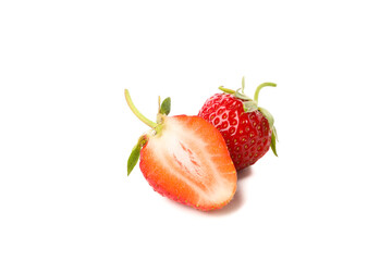 Tasty red strawberry isolated on white background. Summer berry