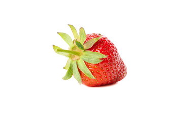 Tasty red strawberry isolated on white background. Summer berry
