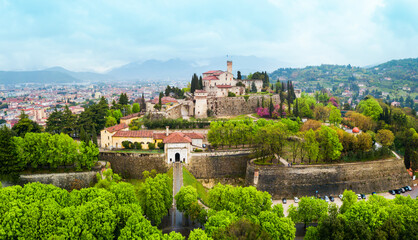 Fototapeta premium Brescia Castle aerial panoramic view