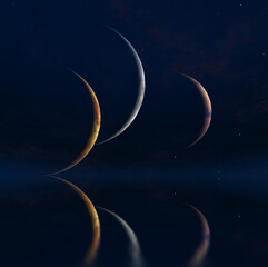 Obraz na płótnie Canvas Three moons