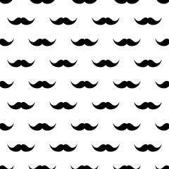 Seamless pattern with mustache. Vintage retro moustache. Facial hair. Hipster beard. Vector illustration.