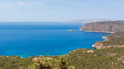 Beautiful coast and blue sea on west side of Rhodes island.Greece.