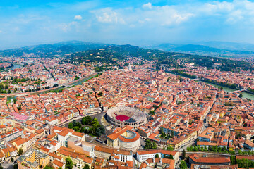Fototapeta na wymiar Verona Arena aerial panoramic view