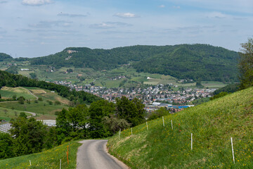 Naklejka premium view of the village Zunzgen from up the hill in Baselland, Switzerland