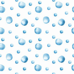 Watercolor seamless pattern with blue bubbles