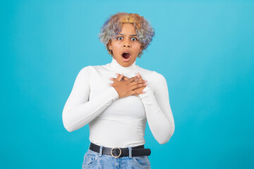 young afro american girl isolated on color background