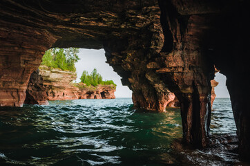 Sea cave at Devils Island at Apostle Islands, Wisconsin