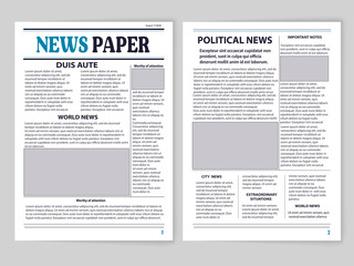 A double-page newspaper, two pages, latest news, up-to-date information on subsequent events in the world. A paper printout divided into columns contains important information and illustrations. 