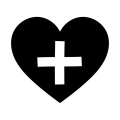 medical heart cross health care isolated design icon